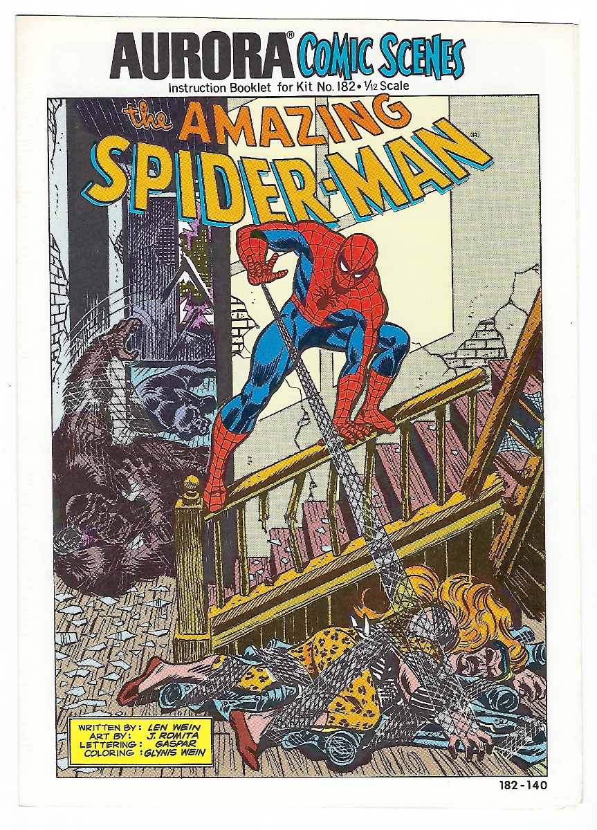 1974 Aurora Comic Scenes Amazing Spiderman Model Kit Comic Book & Instructions Booklet