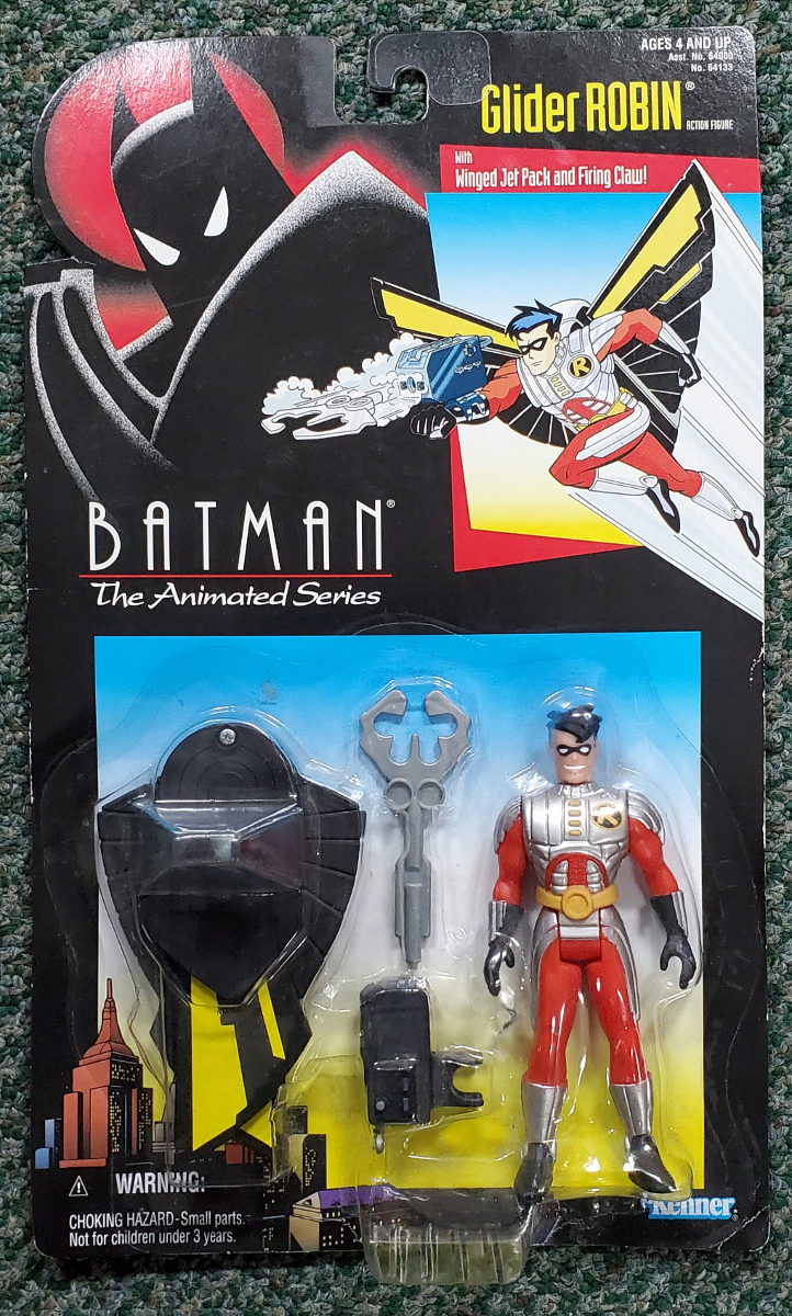 MOC Kenner Batman The Animated Series Glider Robin Action Figure - Mint on Factory Sealed Card 1