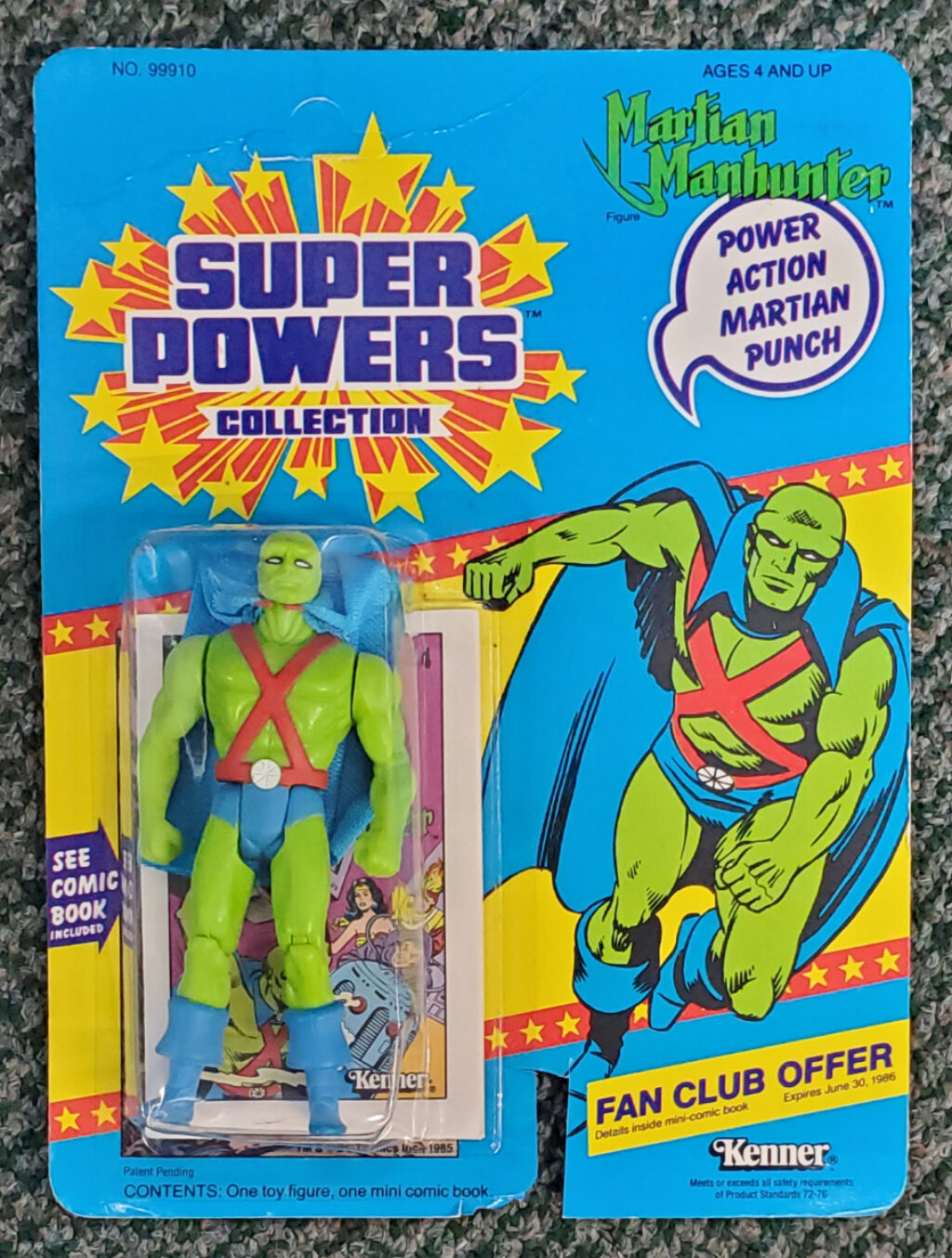 MOC Kenner Super Powers Martian Manhunter - Mint on Factory Sealed Unpunched 23-Back Card 1