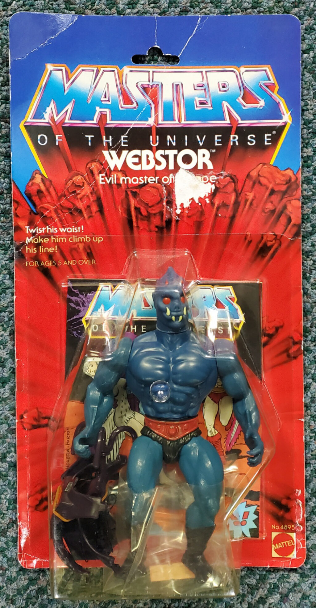 MOC 1983 Masters of the Universe (MOTU) Webstor Action Figure on Factory Sealed Card 1