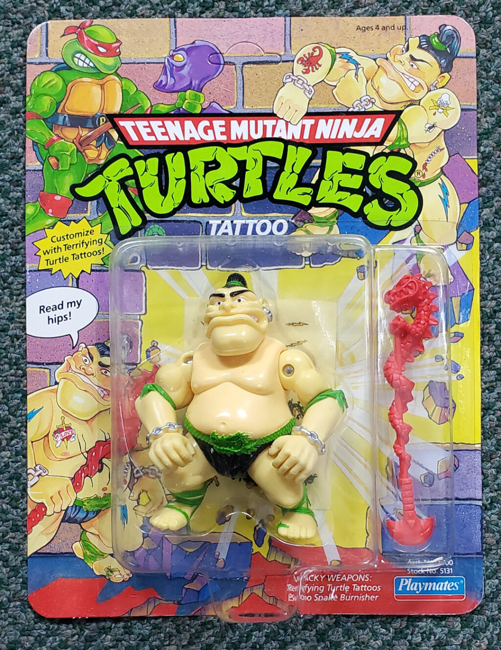 MOC TMNT Tattoo Action Figure Mint on Unpunched Factory Sealed Card 1