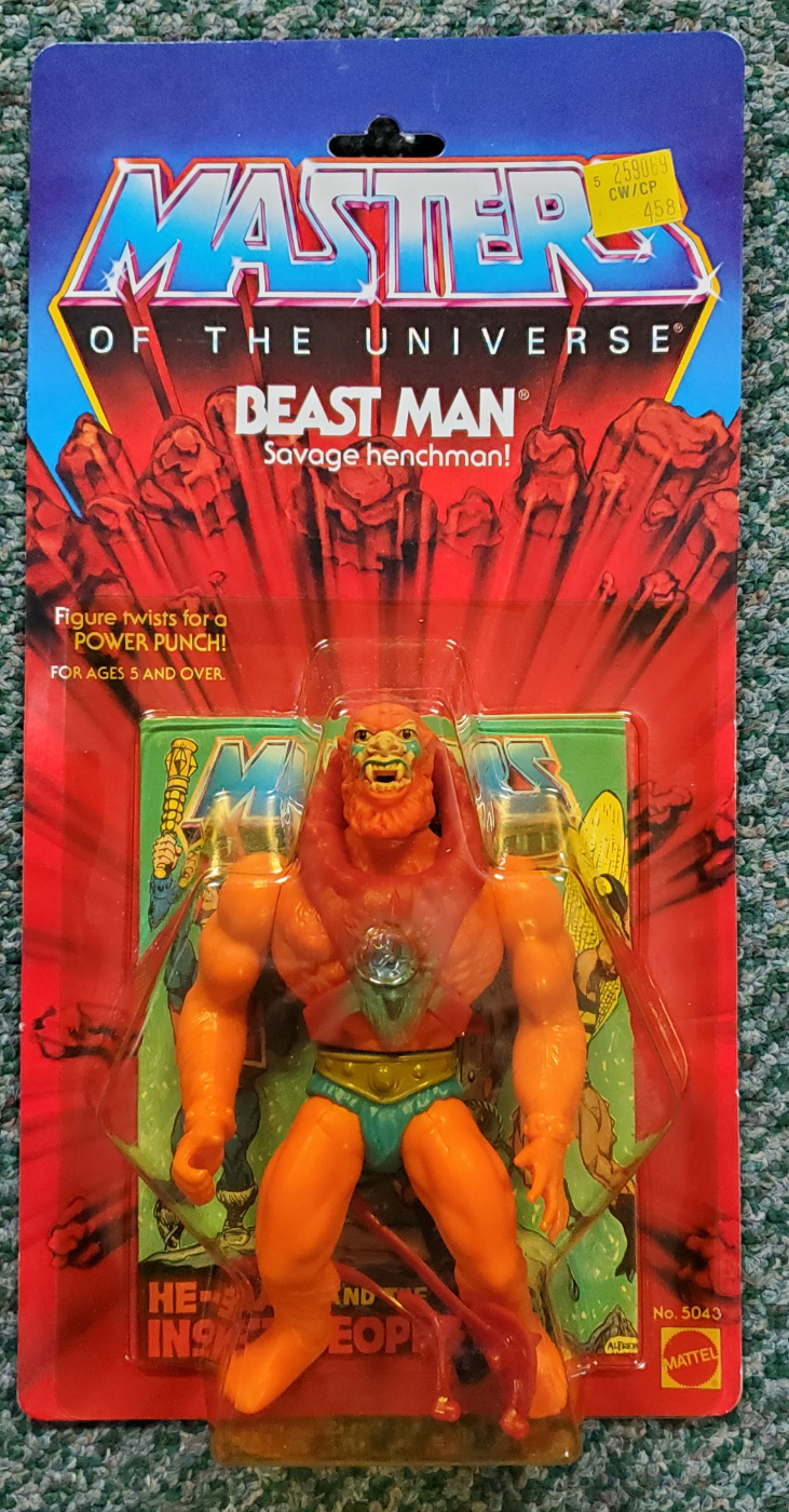 MOC 1982 Masters of the Universe (MOTU) Beast Man Action Figure on Factory  Sealed Card
