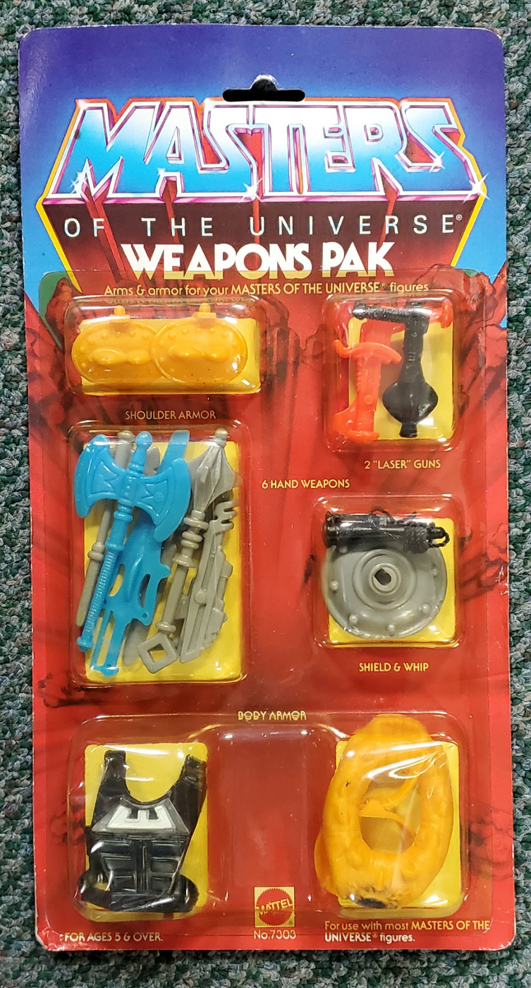 MOC 1983 Masters of the Universe (MOTU) Weapons Pak on Factory Sealed Card 1
