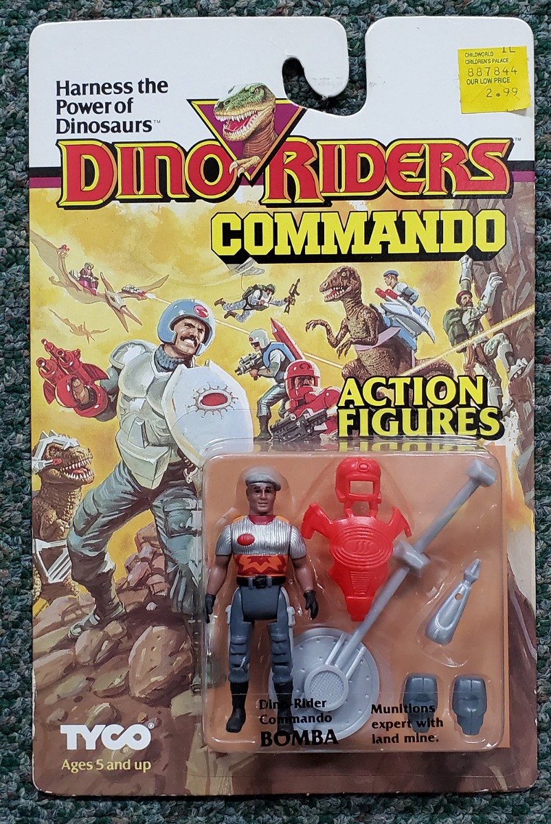 MOC 1989 Tyco Dino-Riders Commando Bomba on Factory Sealed Card 1