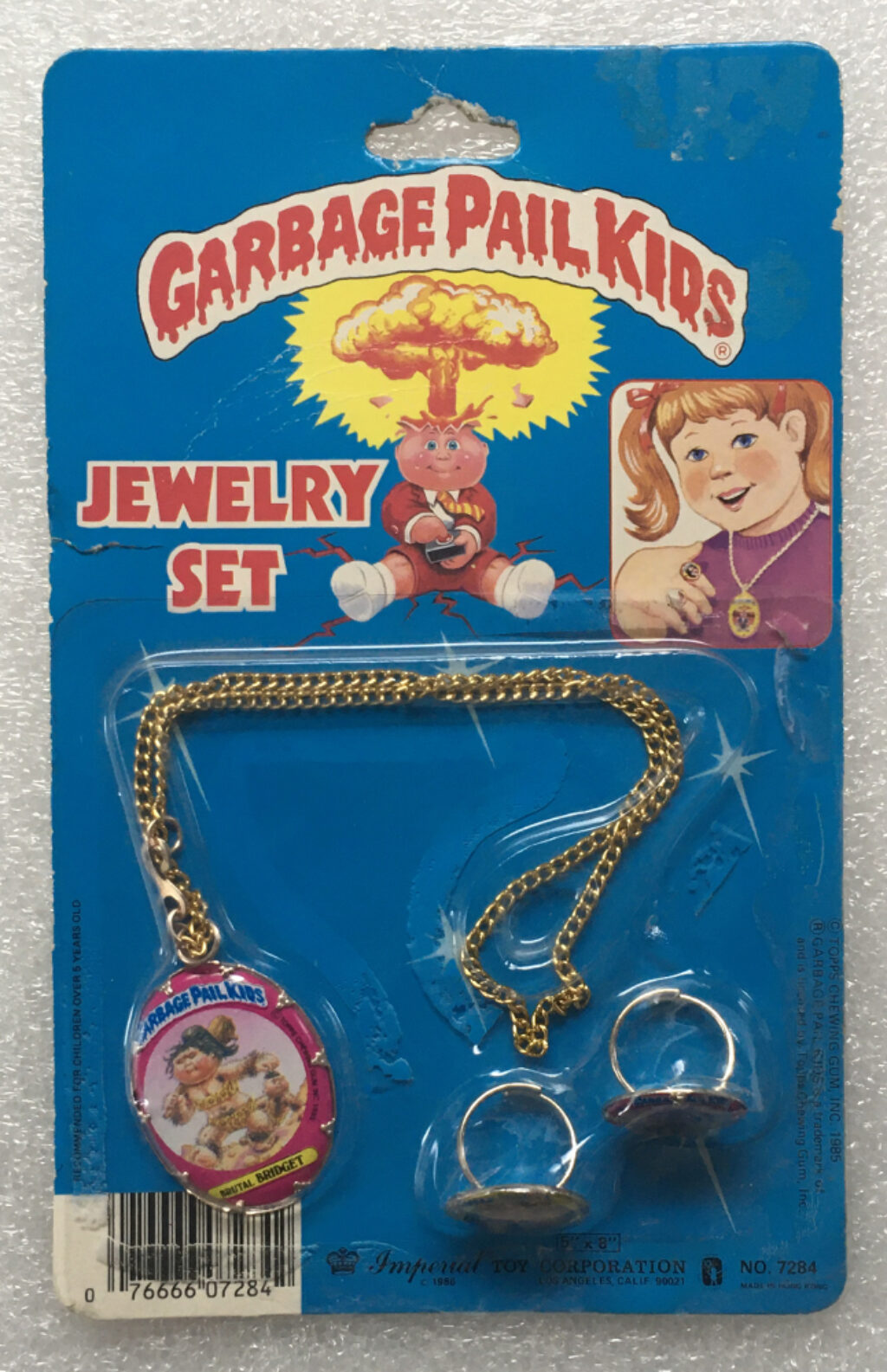 MOC 1986 Garbage Pail Kids (GPK) Jewelry Set: Brutal Bridget, Luke Warm & Mad Mike