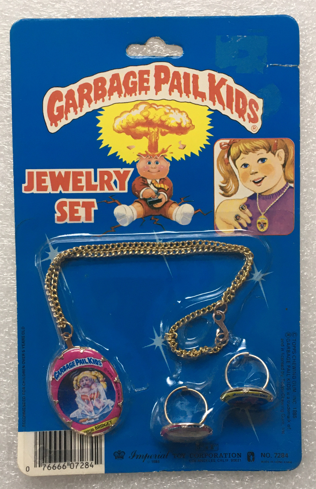MOC 1986 Garbage Pail Kids (GPK) Jewelry Set: Frigid Bridget, Mad Mike & Unstitched Mitch