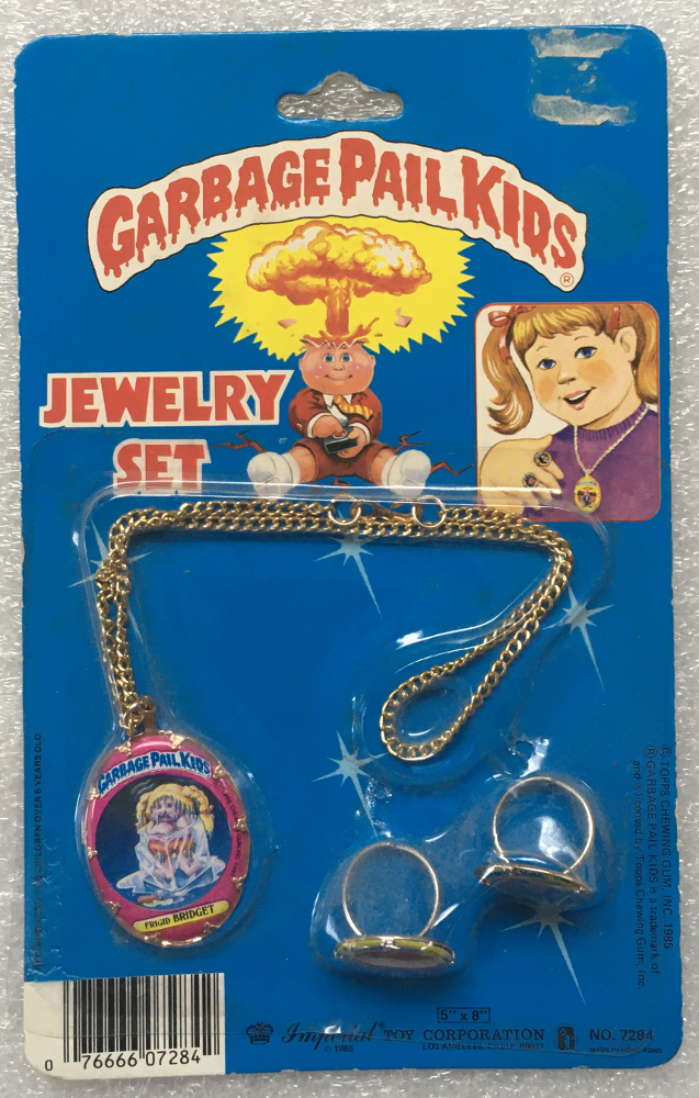 MOC 1986 Garbage Pail Kids (GPK) Jewelry Set: Frigid Bridget, Slobby Robbie & New Wave Dave