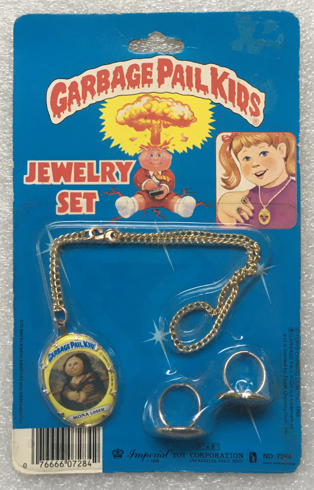 MOC 1986 Garbage Pail Kids (GPK) Jewelry Set: Mona Loser, Blasted Billy & Unstitched Mitch