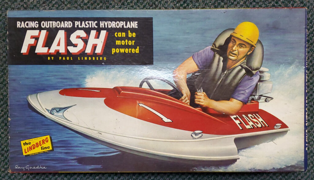 1960 Lindberg Flash Racing Outboard Hydroplane Model Kit in the Box 1