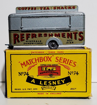 NM Matchbox 74-A Mobile Canteen on Gray Plastic Wheels in the Box 1