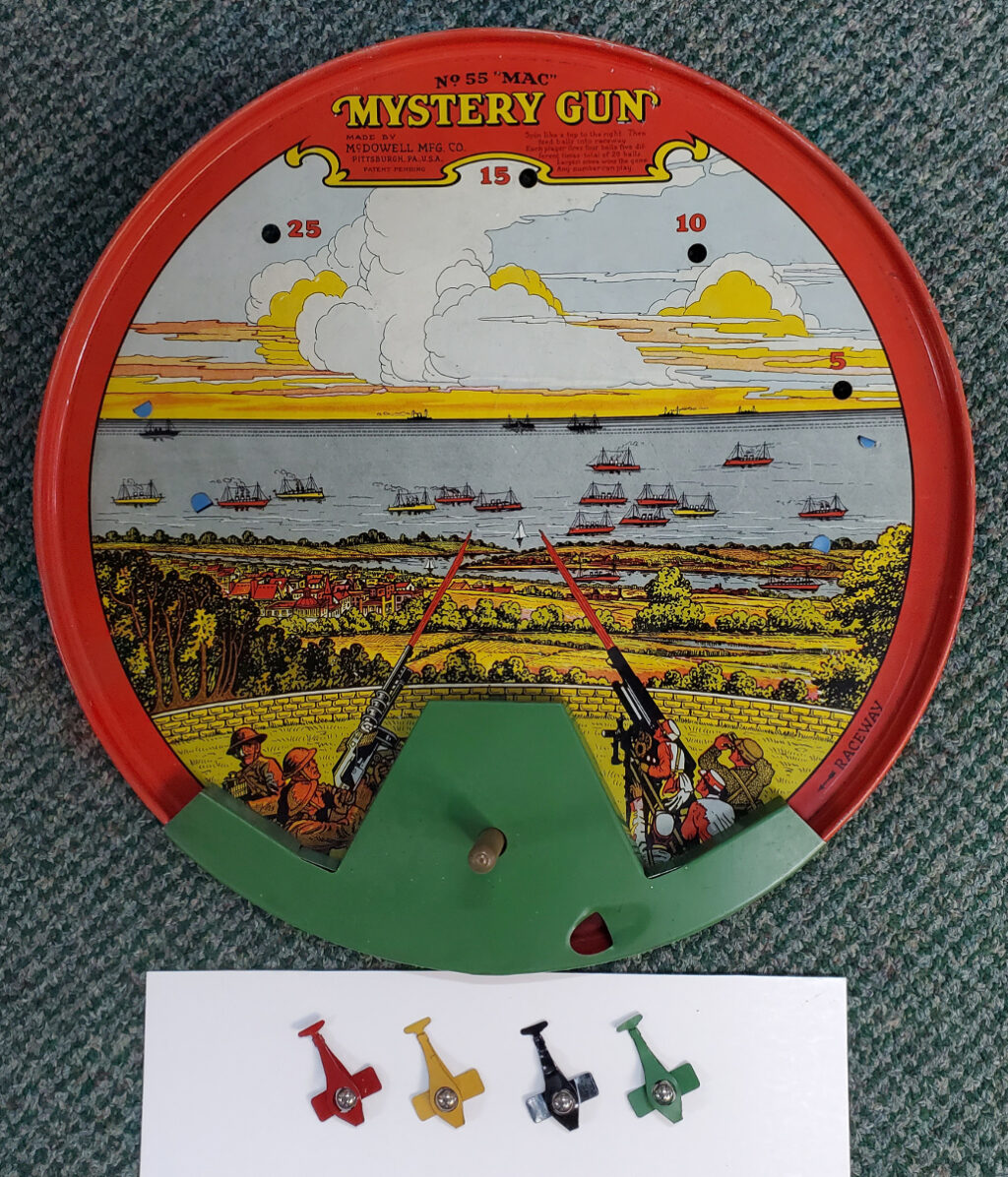 1920's McDowell Mfg. #55 Mac Mystery Gun Tin Litho Marble Game 1