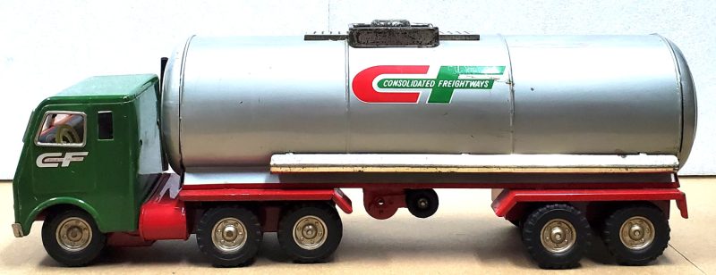 1960's Japan Friction Tin Litho Consolidated Freightways Tanker Truck 2