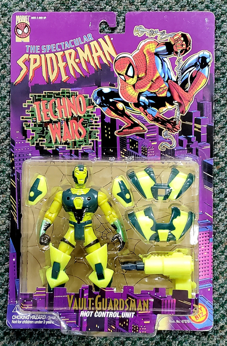 Toy Biz Spectacular Spider-Man Techno-Wars Vault Guardsman Action Figure: Mint on Card 1