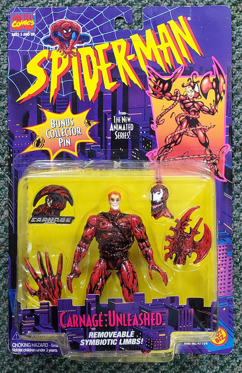 Toy Biz Spider-Man The Animated Series Carnage Unleashed Action Figure: Mint on Card 1