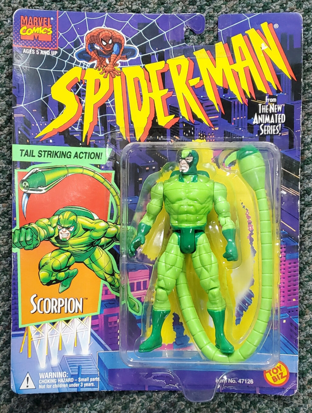 Toy Biz Spider-Man The Animated Series Scorpion Action Figure: Mint on Card  – The Toys Time Forgot