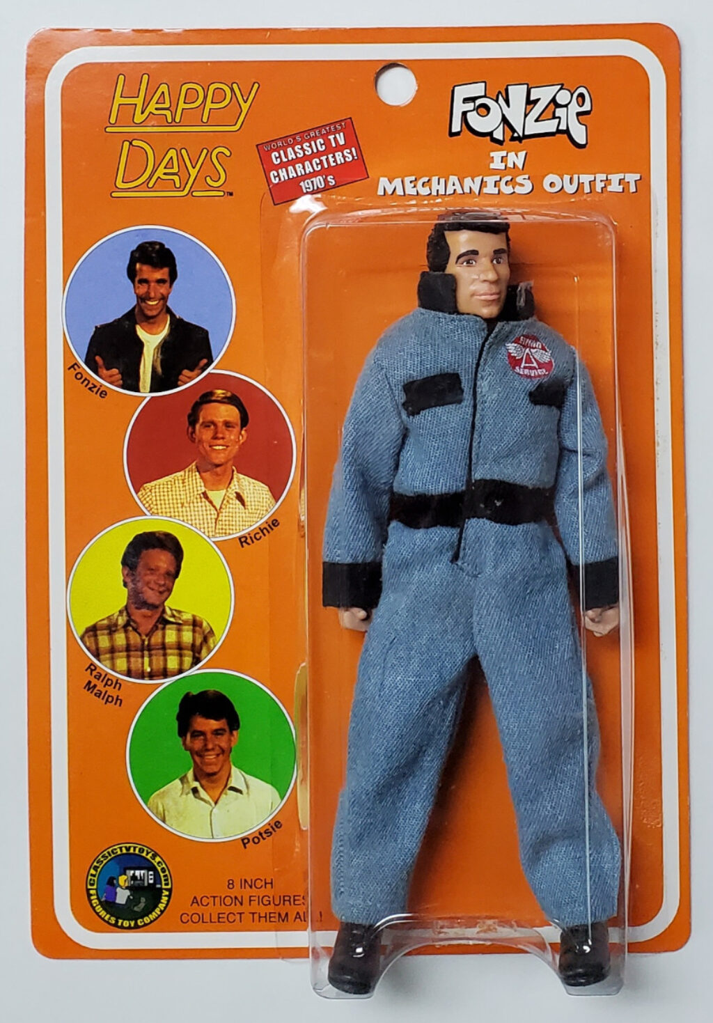 MOC Figures Toys Company Happy Days Fonzie in Mechanic Suit Figure: Sealed 1