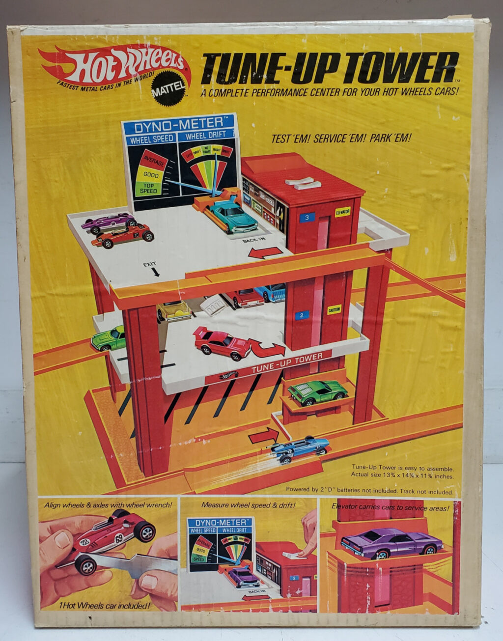 1969 Mattel Hot Wheels Tune-Up Tower Complete in Box with Redline Car and Wrench 1