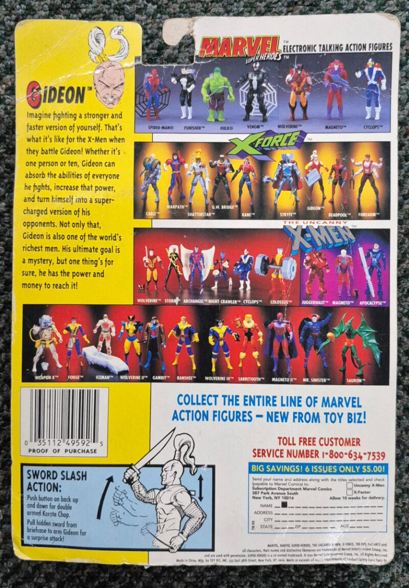 Toy Biz Uncanny X-Men X-Force Gideon Action Figure: Mint on Card 2