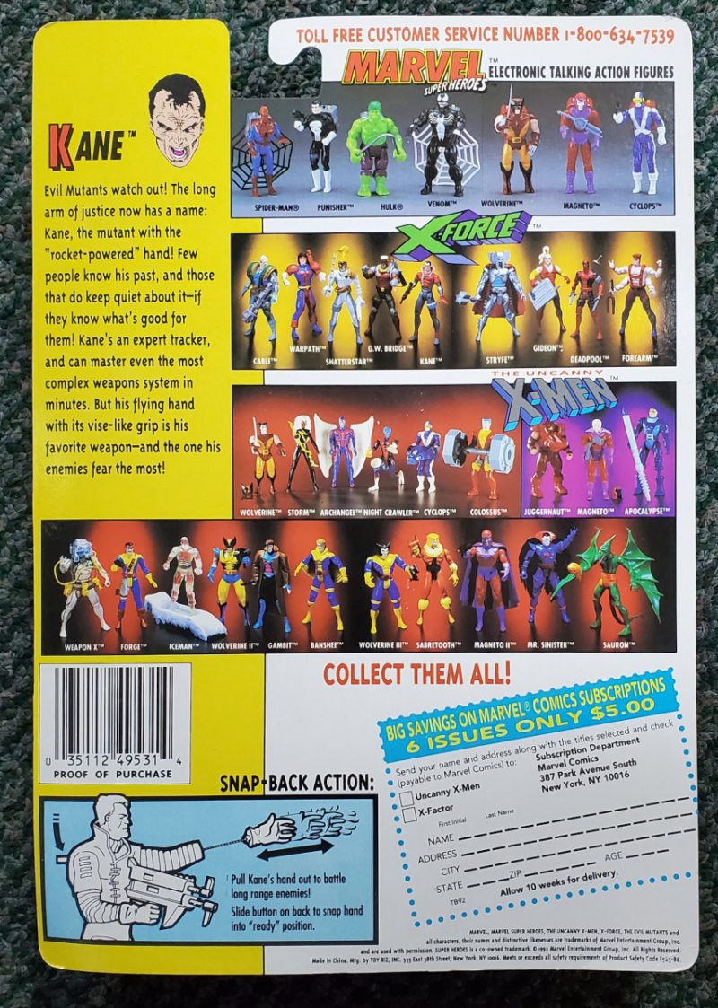 Toy Biz Uncanny X-Men X-Force Kane Action Figure: Mint on Card 2