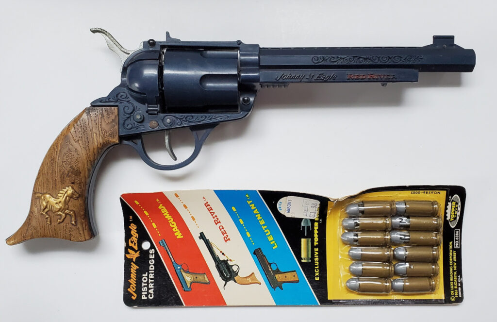 1965 Topper Toys Johnny Eagle Red River Cap Pistol with Sealed Pack of Cartridges 1