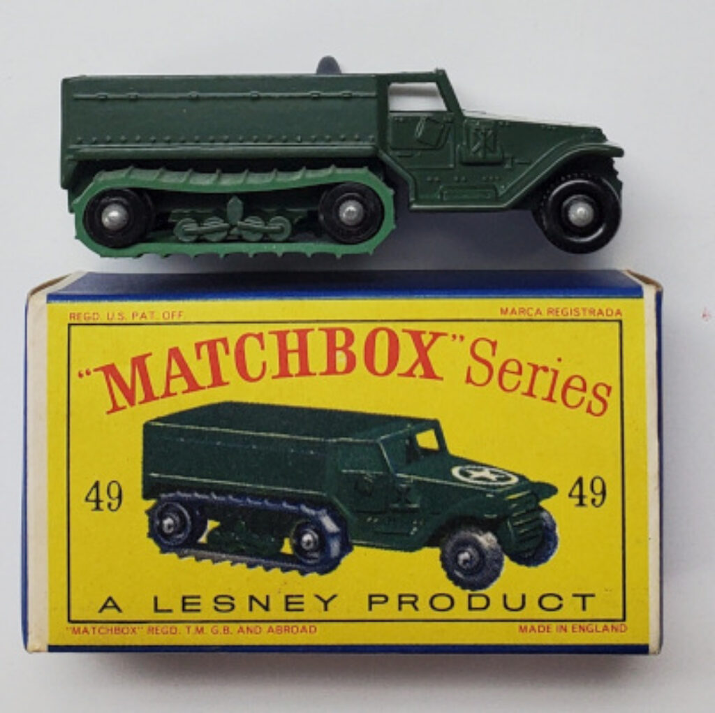 Mint 1962 Matchbox 49-A Army Half Track Mark III in Mint Original Box 1