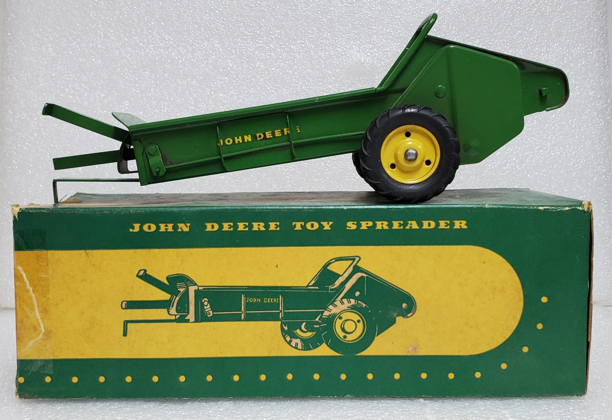 1950's Die Cast John Deere Toy Farm Spreader with Box 1