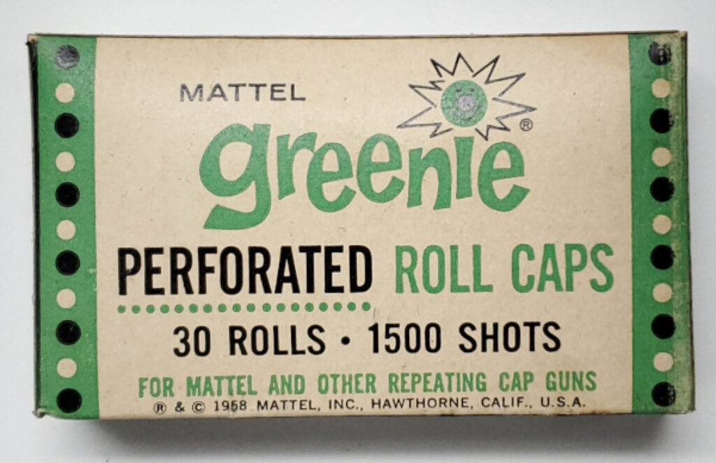 1958 Mattel Greenie Perforated Roll Caps in 1500 Shots Box - Factory Sealed 1