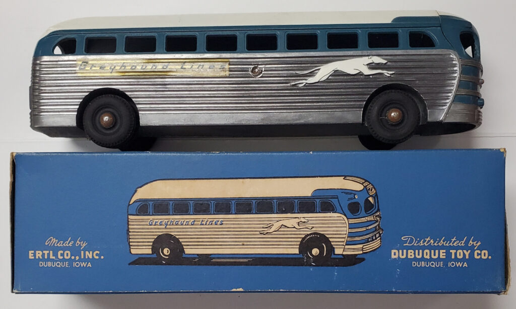 1950's ERTL Dubuque Toy Diecast Greyhound Lines Bus with Box 1