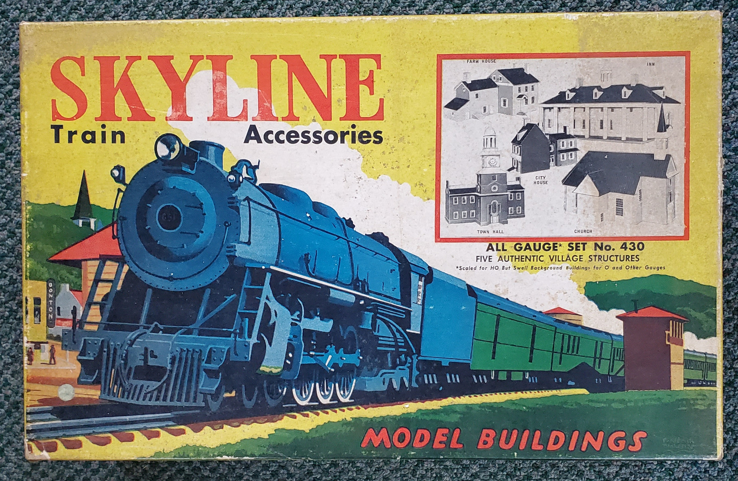 1950's Sklyline Train Accessories No. 430 HO Train Model Buildings Set in Box 1