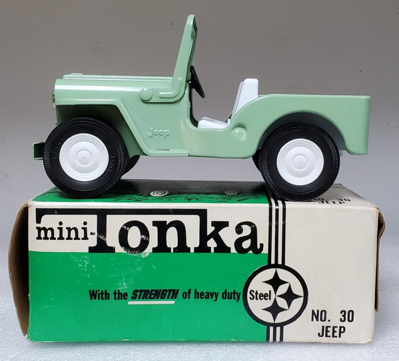1965 Mini Tonka Pressed Steel No. 30 Green Jeep Dispatcher in the Box 1