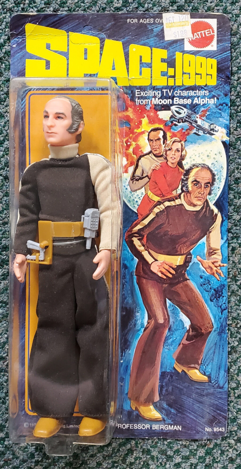 1975 Mattel Space: 1999 Professor Bergman Action Figure on Unpunched Card 1