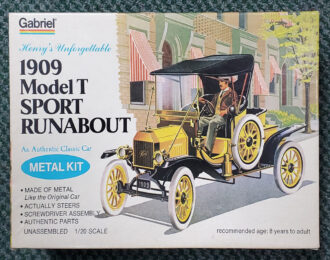 Vintage 1976 Gabriel Henry’s Unforgettable 1909 Model T Sport Runabout 1:20 Scale Metal Model Kit in Box