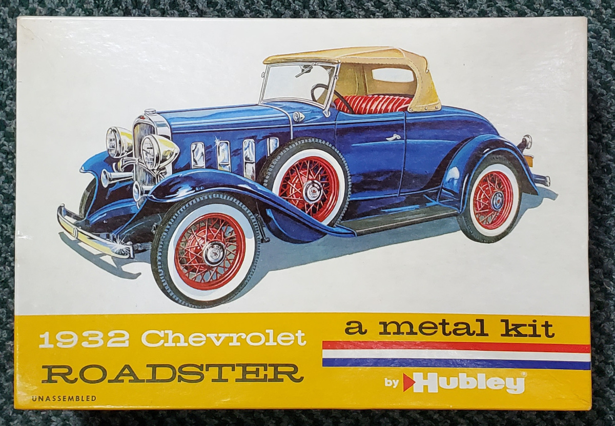 Vintage 1963 Hubley 1932 Chevrolet Roadster 1:20 Scale Metal Model Kit in Box 1