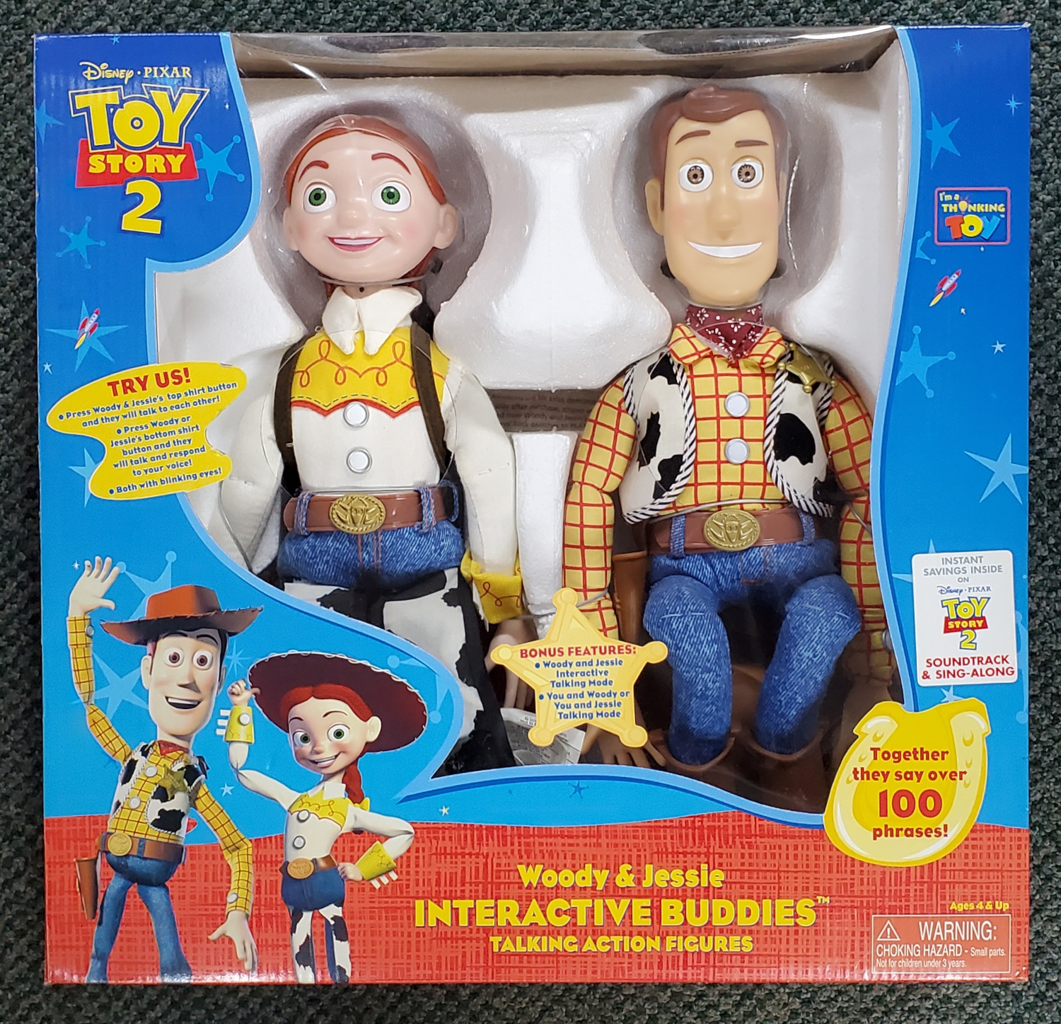 MIB Thinkway Toys Toy Story 2 Woody & Jessie Interactive Buddies Talking Action Figures Mint in Sealed Box 1