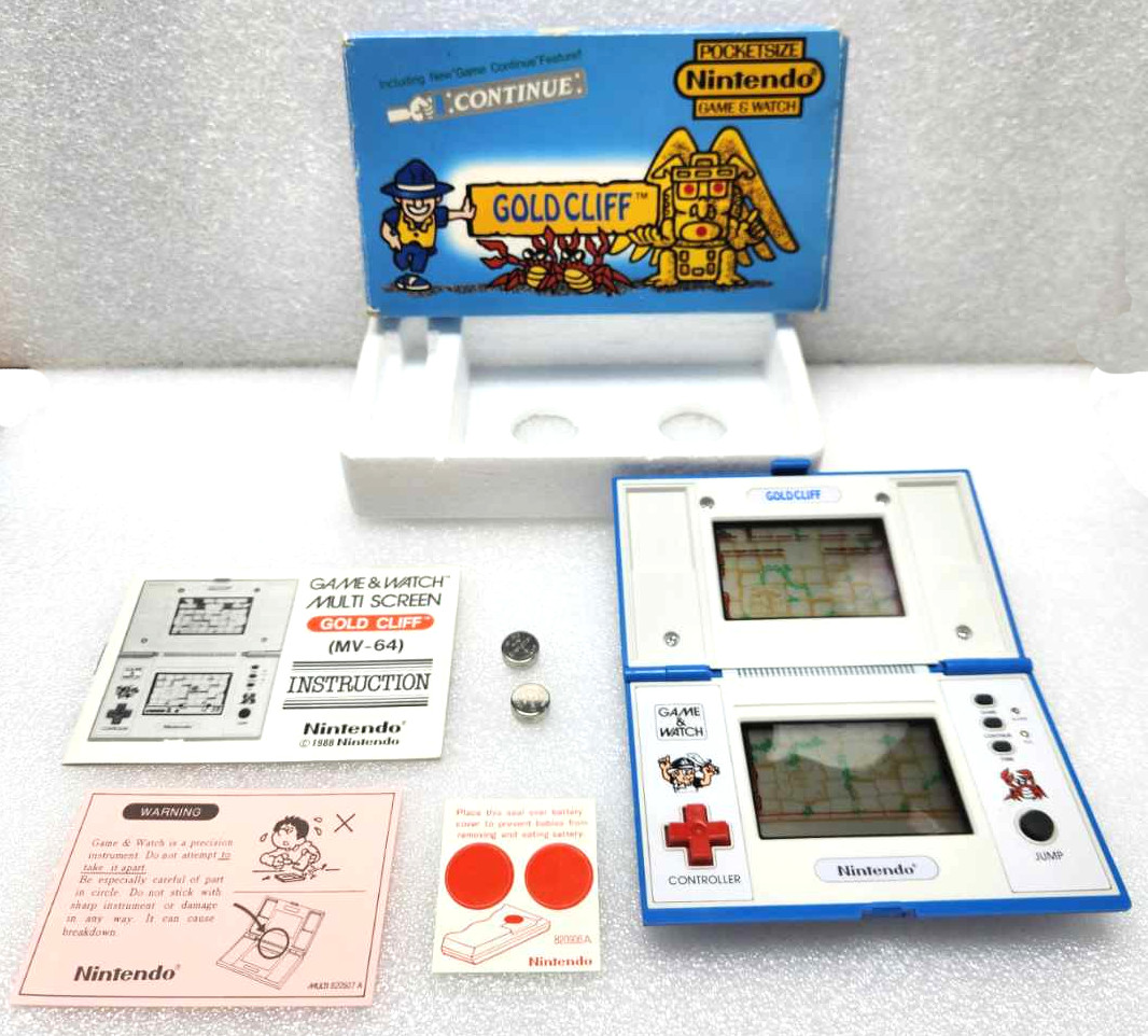 1988 Nintendo Game & Watch Gold Cliff Complete in Box MV-64