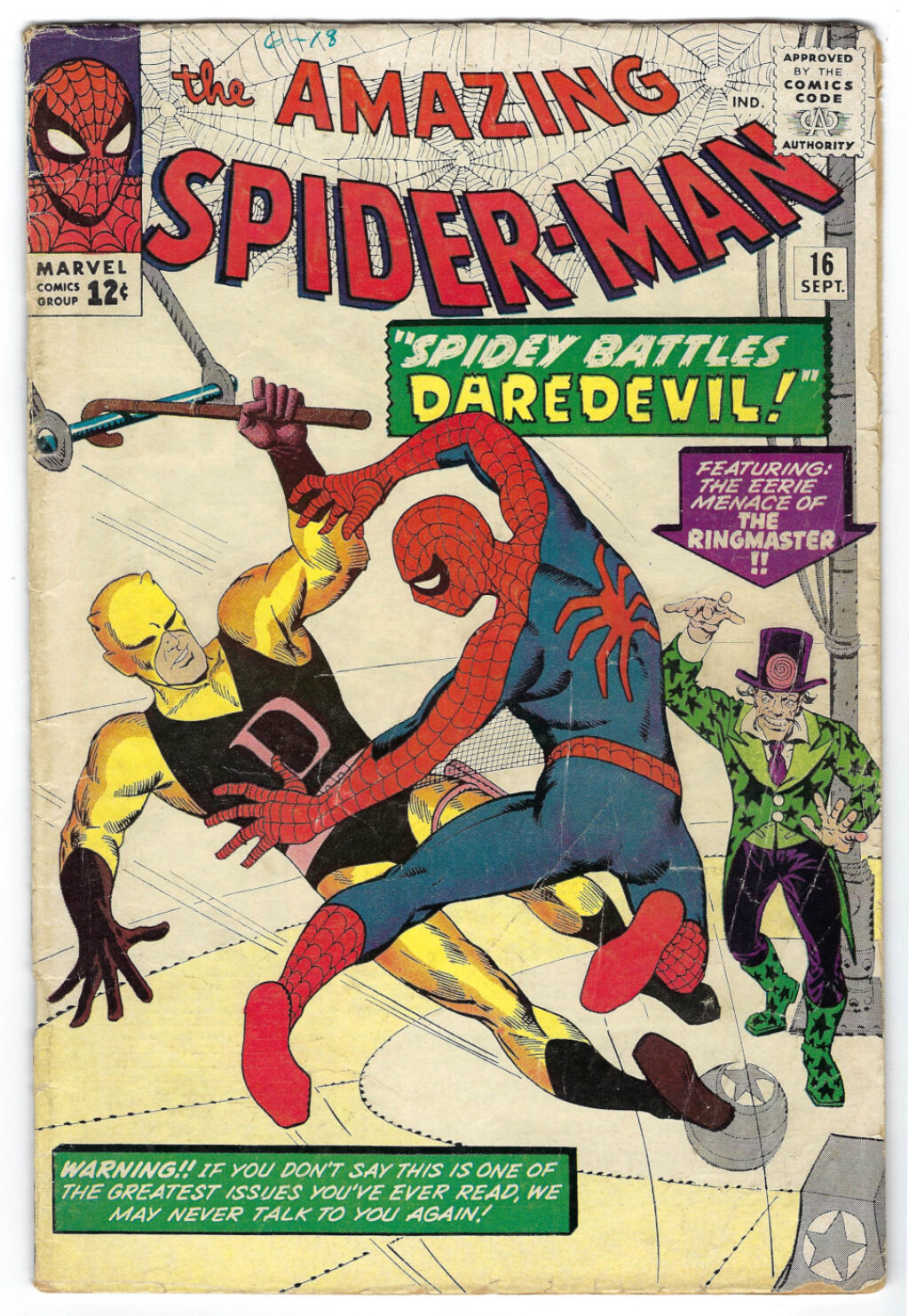 Marvel Comics Amazing Spider-Man (1963) #16: 1st Daredevil Cross-Over Story 1