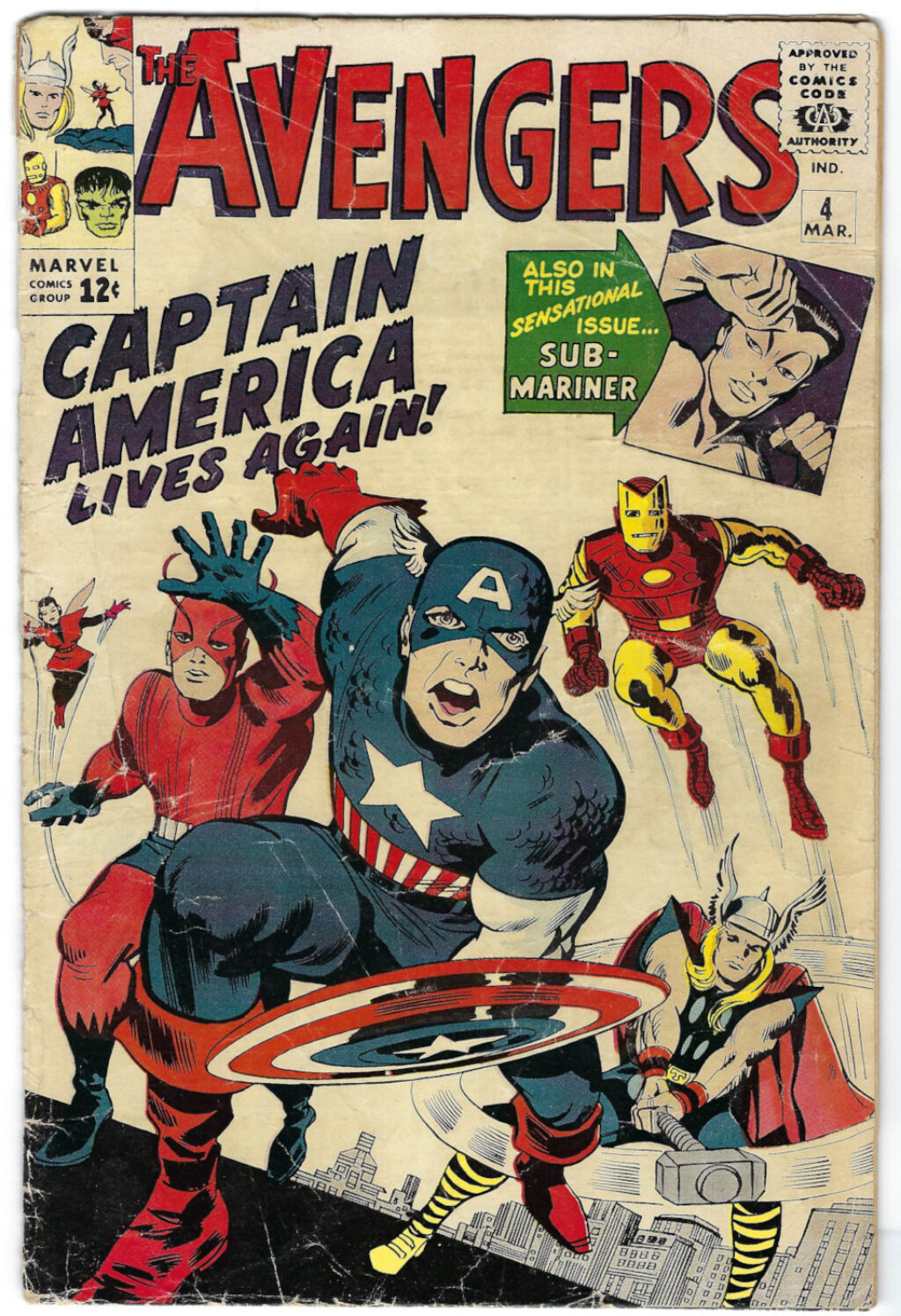 Marvel Comics 1963 Avengers #4: 1st Silver Age Appearance of Captain America 1