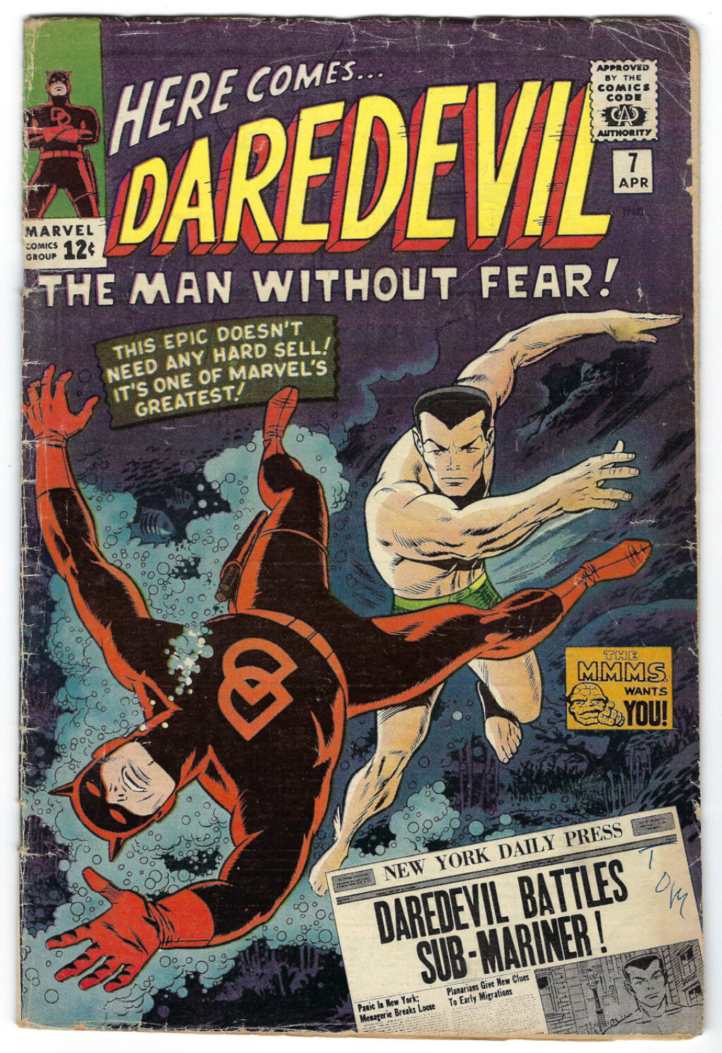 Marvel Comics Daredevil (1964) #7: 1st Appearance of Red Costume 1