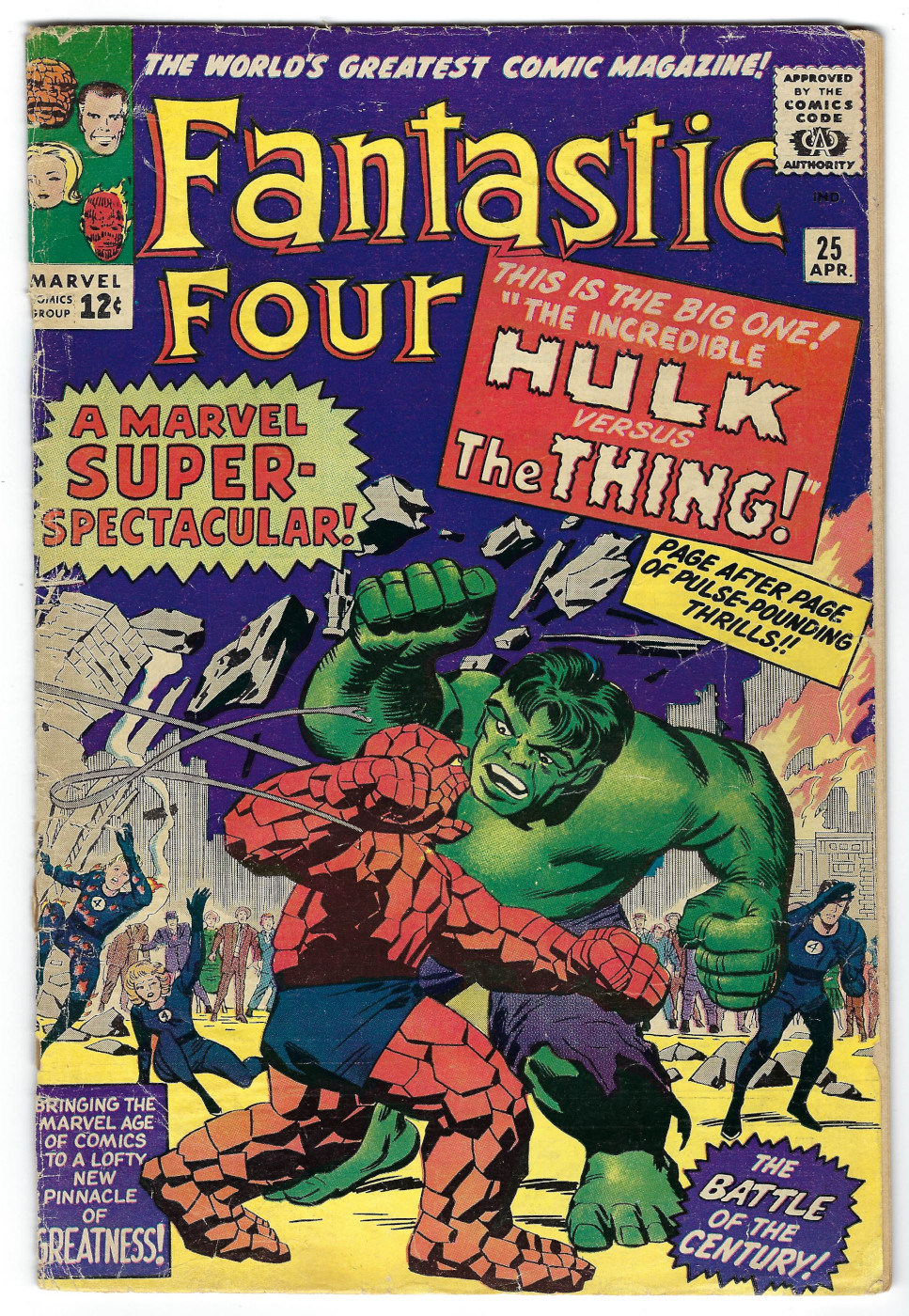 Marvel Comics Fantastic Four (1961) #25: 1st Thing vs. Hulk Battle