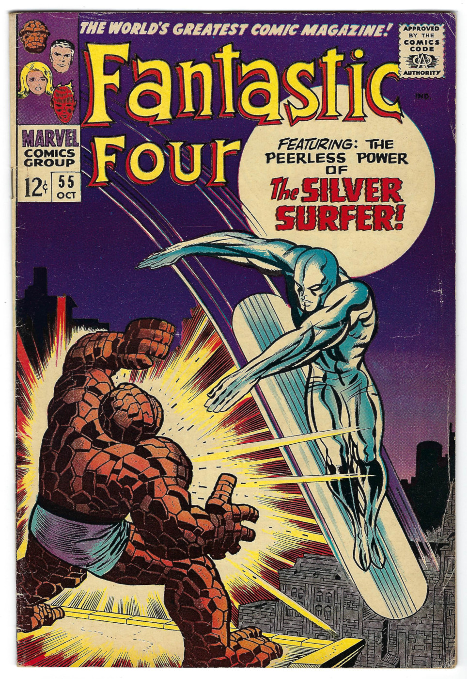 Marvel Comics Fantastic Four (1961) #55: 1st Thing vs. Silver Surfer Battle 1