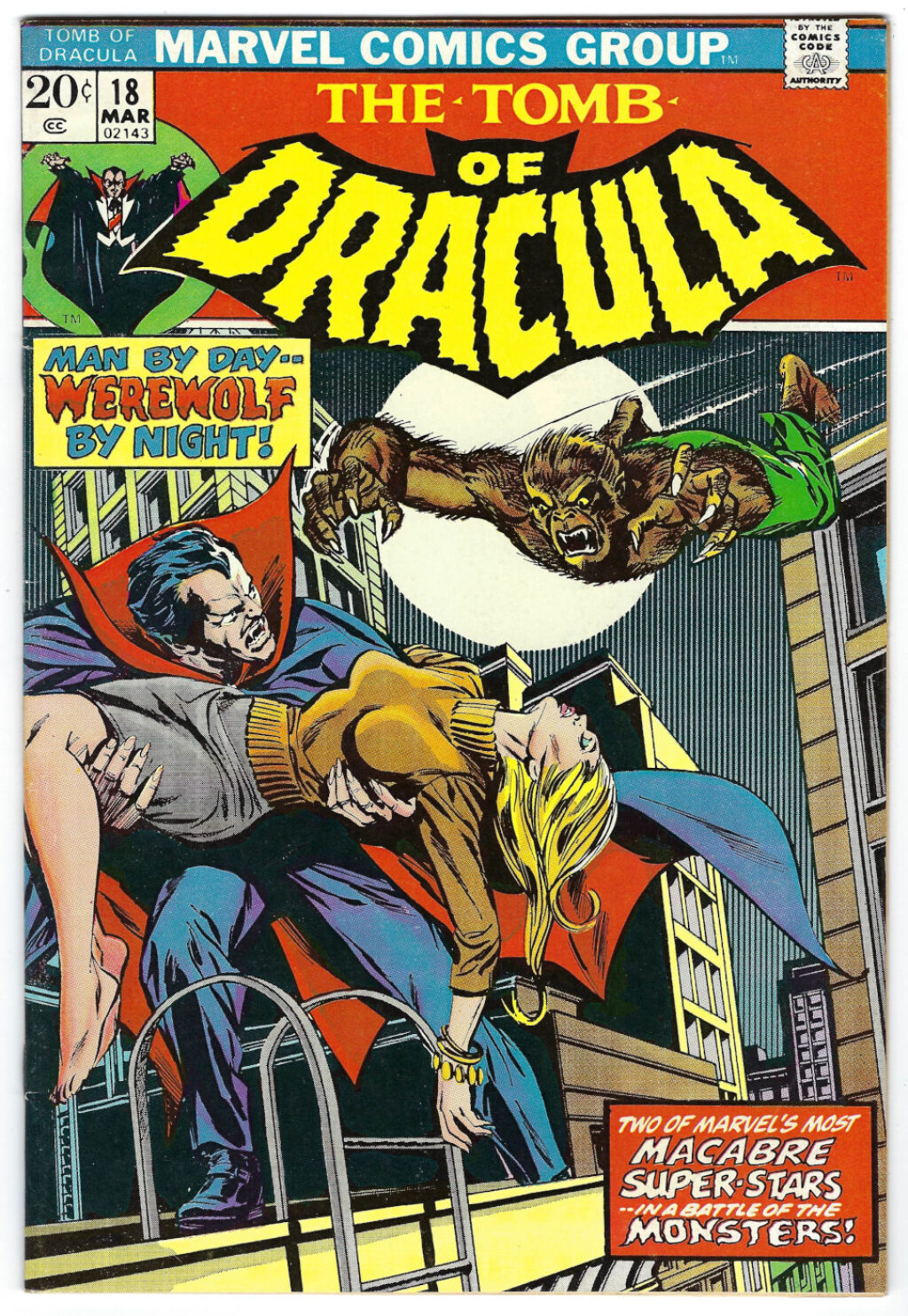 Marvel Comics Tomb of Dracula #18: 1st Dracula vs. Werewolf By Night 1