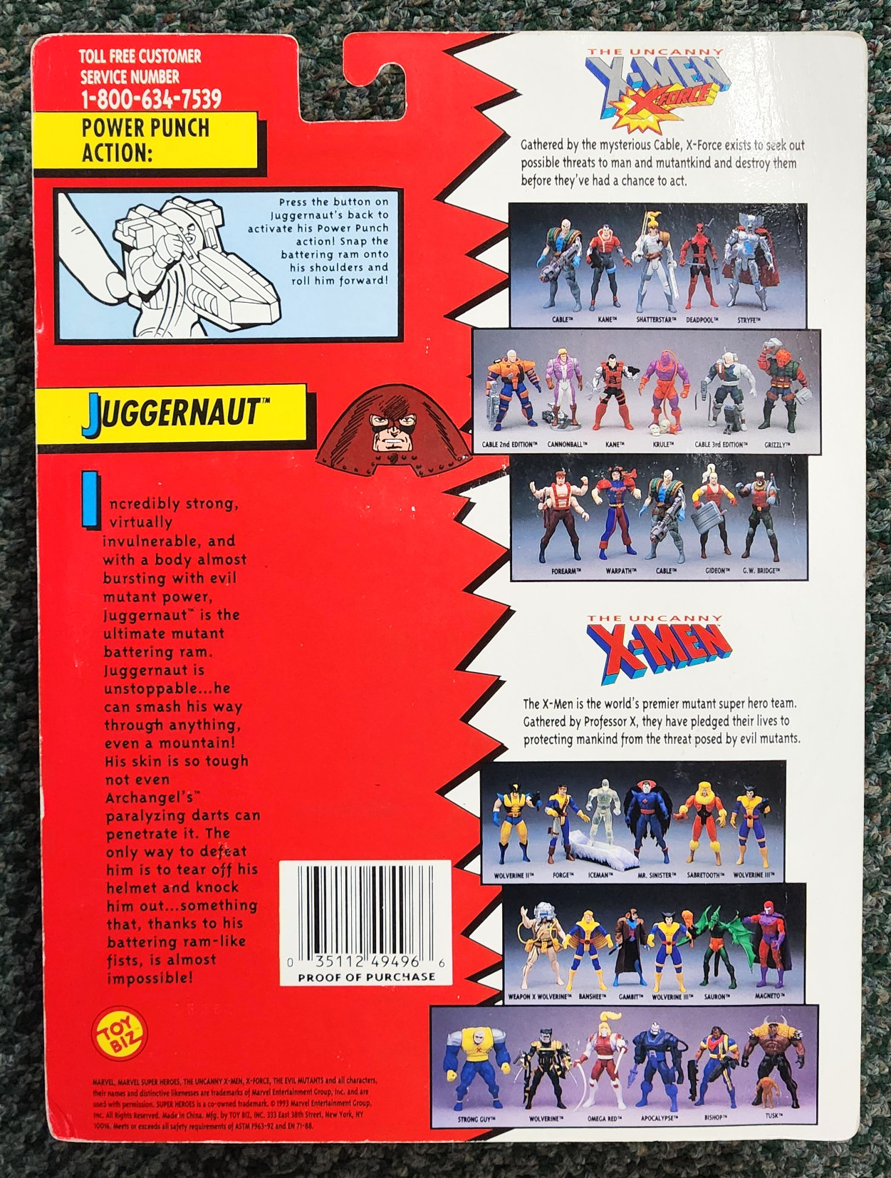 Toy Biz 1993 Uncanny X-Men Juggernaut Action Figure: Mint on Card
