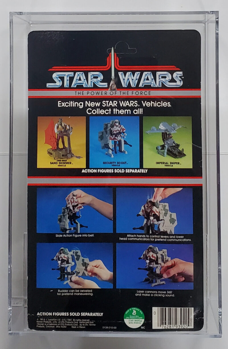 MOC 1985 AFA-Graded 75+ Y-EX+/NM Kenner Star Wars Power of the Security Scout 2