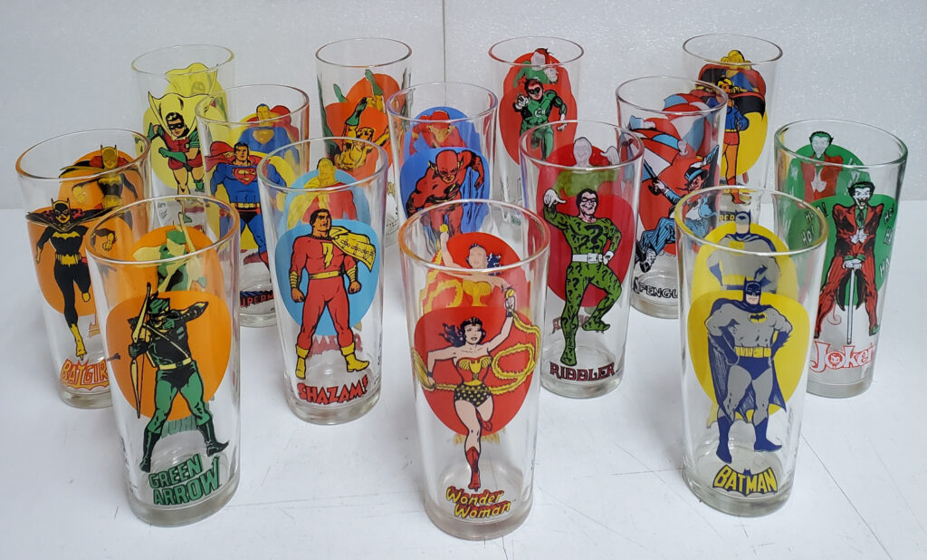 1976 Complete Set of All 14 Pepsi Super Series DC Super-Hero Moon Glasses 1