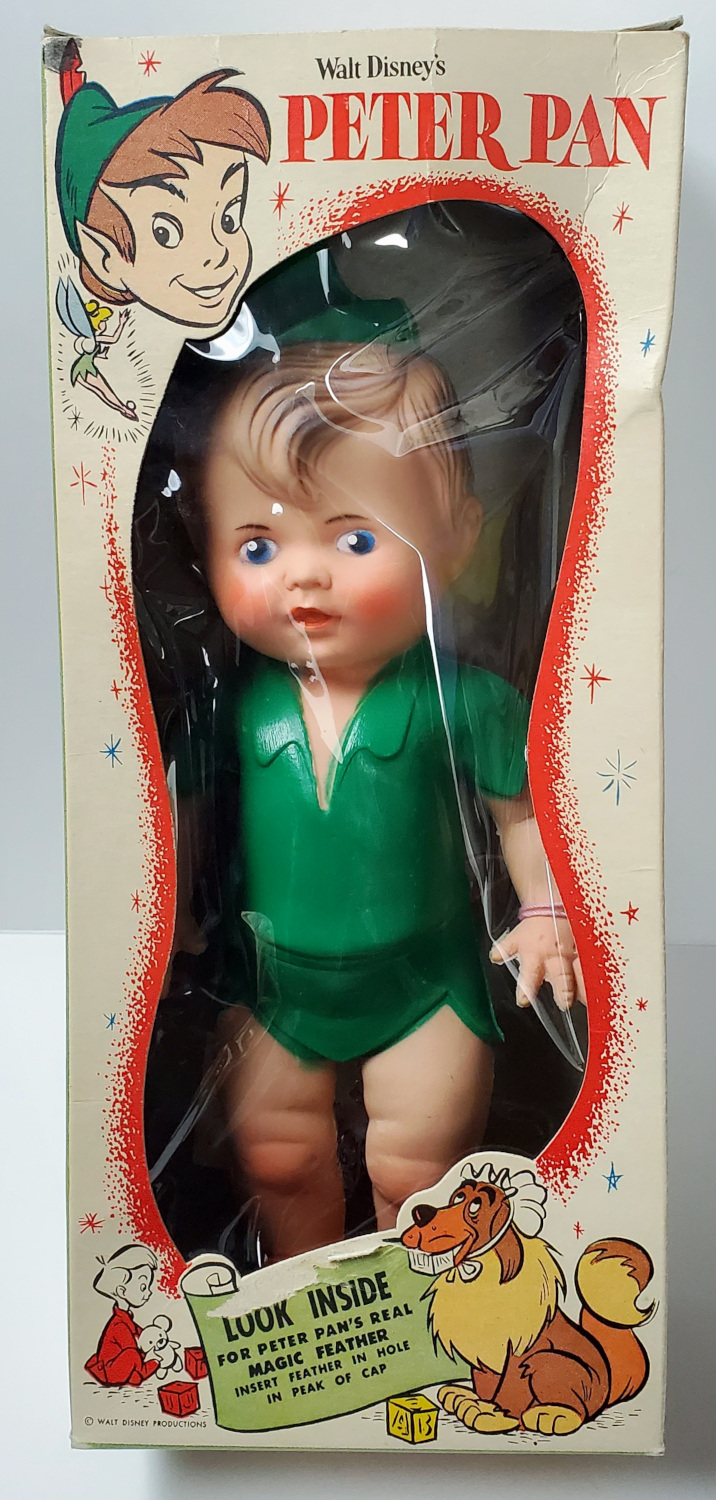 1950's Sun Rubber Walt Disney's Peter Pan Vinyl Doll Mint in Original Box 1