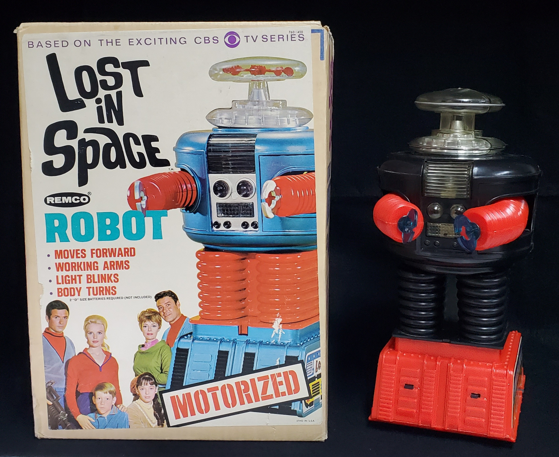 1966 Remco Lost in Space Motorized B-9 Robot in the Box with Rare Transparent Blue Claws 1
