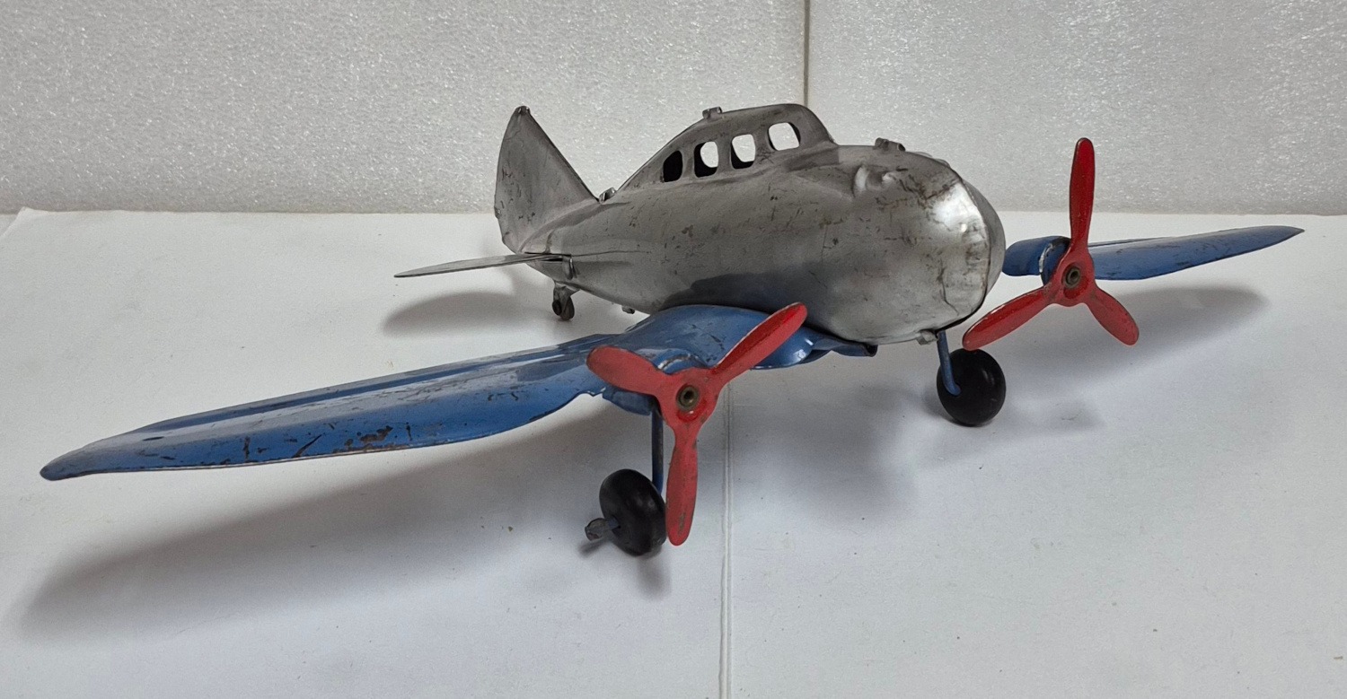 1930's Marx Pressed Steel P-35 Twin Engine Fighter Plane 1