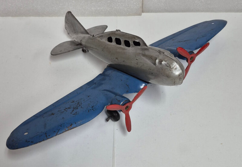 1930's Marx Pressed Steel P-35 Twin Engine Fighter Plane 8