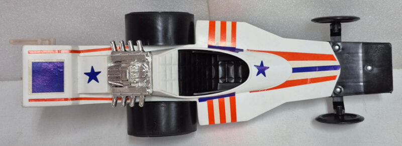 1975 Ideal Evel Knievel Formula 1 Dragster with Figure and Chute: Complete in Box 12
