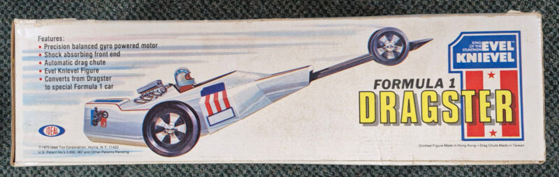 1975 Ideal Evel Knievel Formula 1 Dragster with Figure and Chute: Complete in Box 3